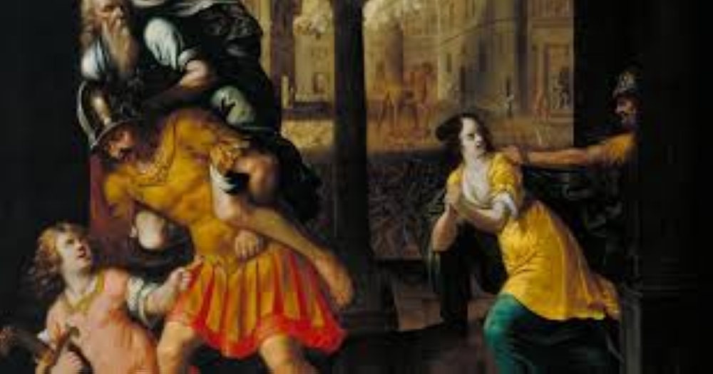 The painting depicts the Trojan hero Aeneas trying to rescue his family from the burning city. — Picture via Instagram