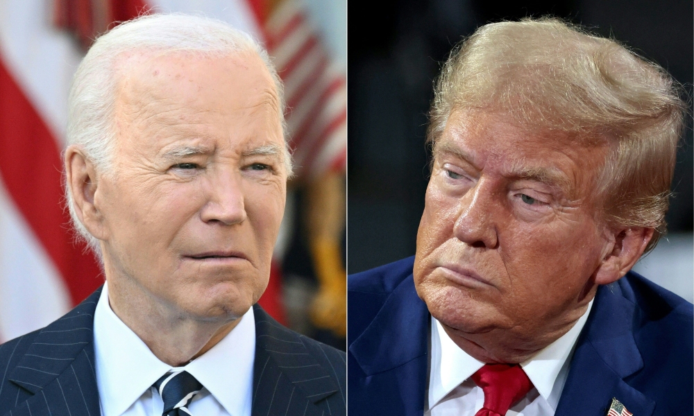 US President Donald Trump has mentioned the name of his predecessor Joe Biden at least 316 times in his 50 days in office. — AFP pic
