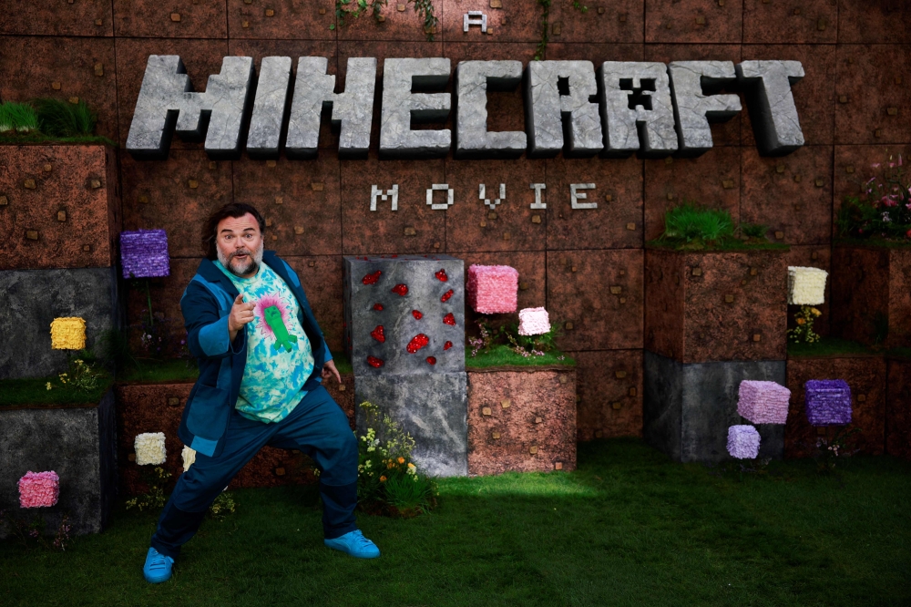 US actor Jack Black poses on the red carpet upon arrival for the World Premiere of 'The Minecraft Movie' at Cineworld Leicester square, central London, on March 30, 2025. — AFP pic