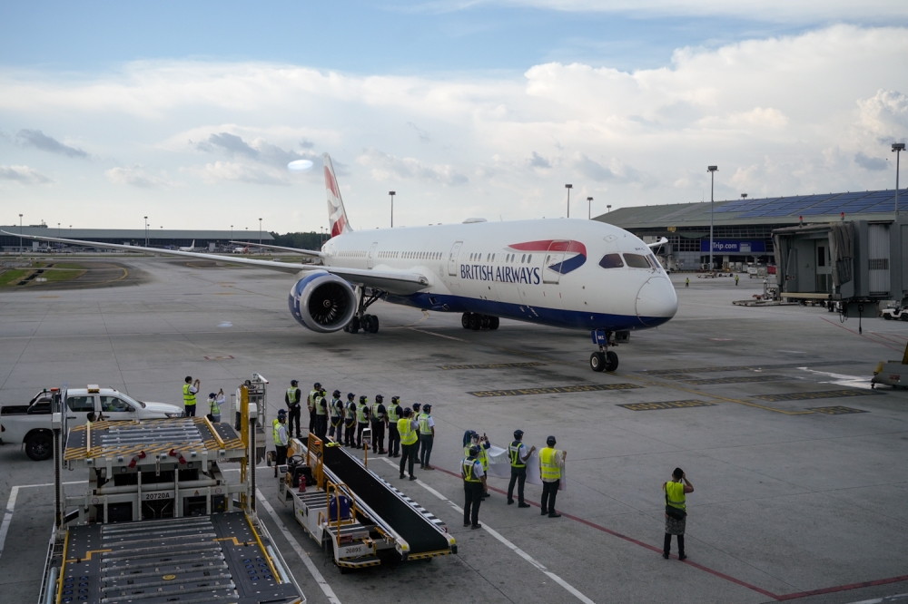 A British Airways aircraft taxis on the runway at Kuala Lumpur International Airport. April 2, 2025. —Picture by Raymond Manuel