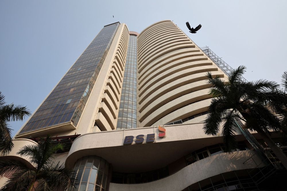 A bird flies near the Bombay Stock Exchange (BSE) building in Mumbai April 3, 2025. The US slapped a 26 per cent tariff on imports from India in a setback to the South Asian nation’s expectation of getting relief from President Donald Trump’s global trade policy that has unnerved world markets for weeks. — Reuters pic  