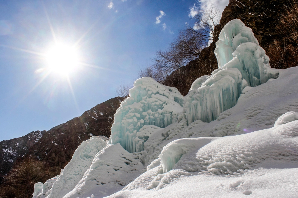 This photograph taken on March 18, 2025 shows an artificial glacier built by local residents during winters to conserve water for the summers at Pari village in Kharmang district, in Pakistan's mountainous Gilgit-Baltistan region. — AFP pic