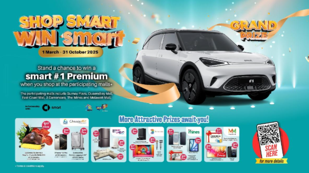 Shoppers stand a chance to win a smart #1 Premium and exclusive rewards from top brands when they shop at six CapitaLand malls in Malaysia from now until October 31, 2025.