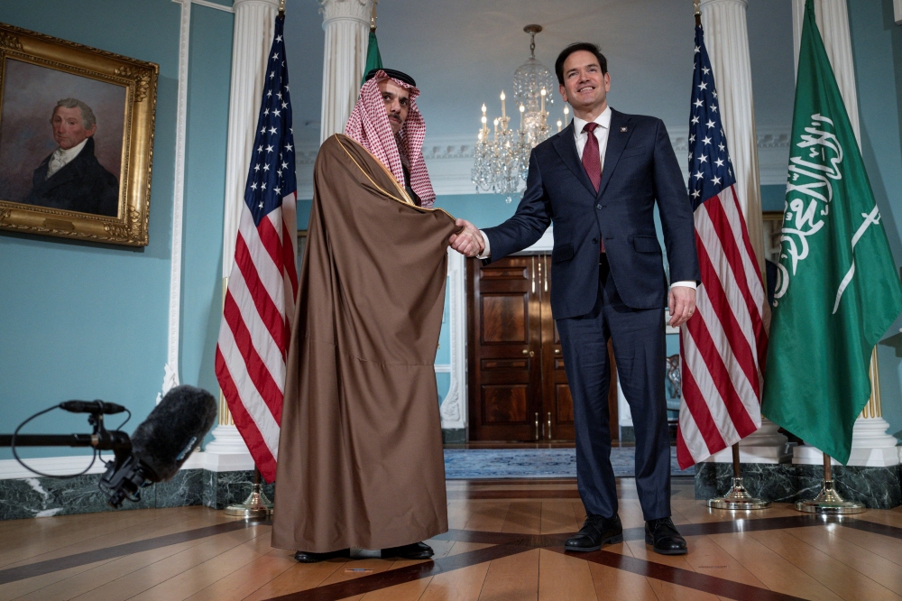 US Secretary of State Marco Rubio meets with Saudi Foreign Minister Faisal bin Farhan Al Saud at the State Department in Washington, DC, US, April 9, 2025. — Reuters pic