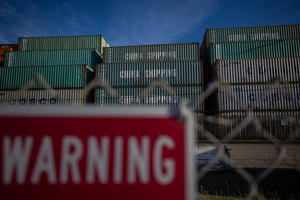 China Shipping containers are seen at the port of Oakland April 10, 2025. China said today it would raise tariffs on US goods to 125 per cent. — Reuters pic