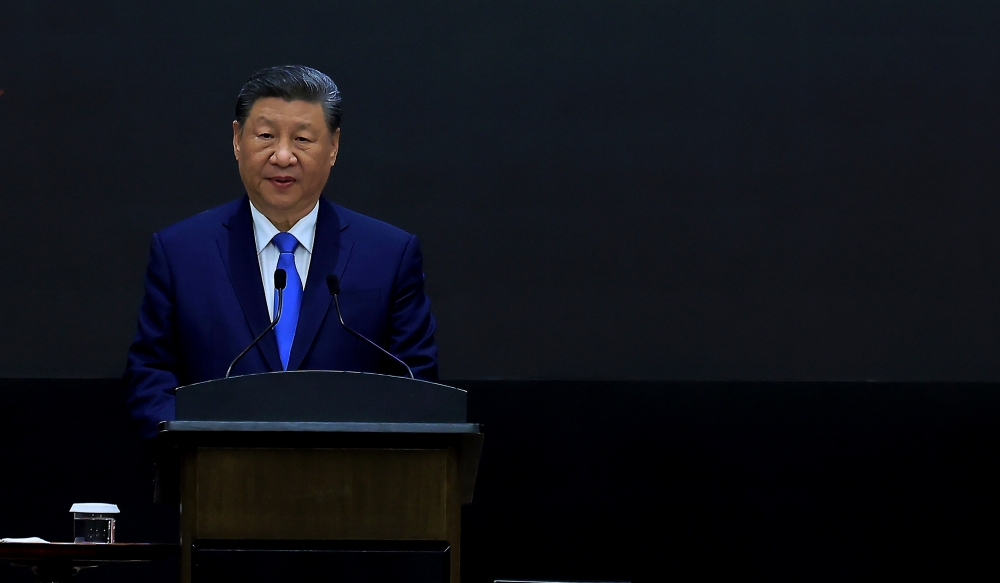 Chinese President Xi Jinping delivers a speech at the dinner hosted by Prime Minister Datuk Seri Anwar Ibrahim at the Seri Perdana Complex yesterday. — Bernama pic