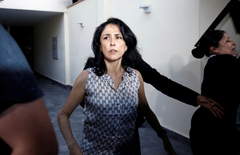 Peru's former first lady Nadine Heredia arrives home after leaving jail, in Lima April 30, 2018. — Reuters pic  