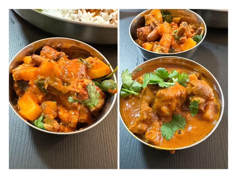 Sardine Sambal (left) is an appetising tangy dish while Mutton Masala (right) is all about curry and pieces of mutton.