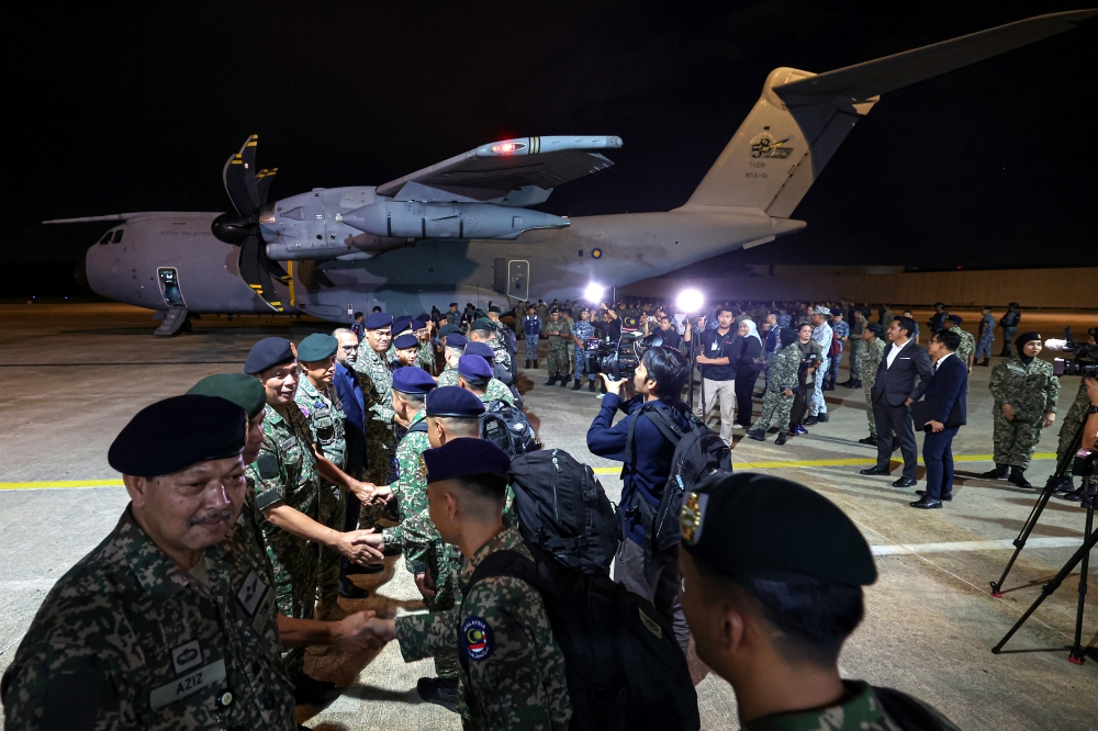 A view of preparations before the deployment of the Malaysian Field Hospital team for a humanitarian mission to Myanmar, involving 69 personnel from the Malaysian Armed Forces and Royal Malaysian Air Force, at Subang Air Base today. — Bernama pic