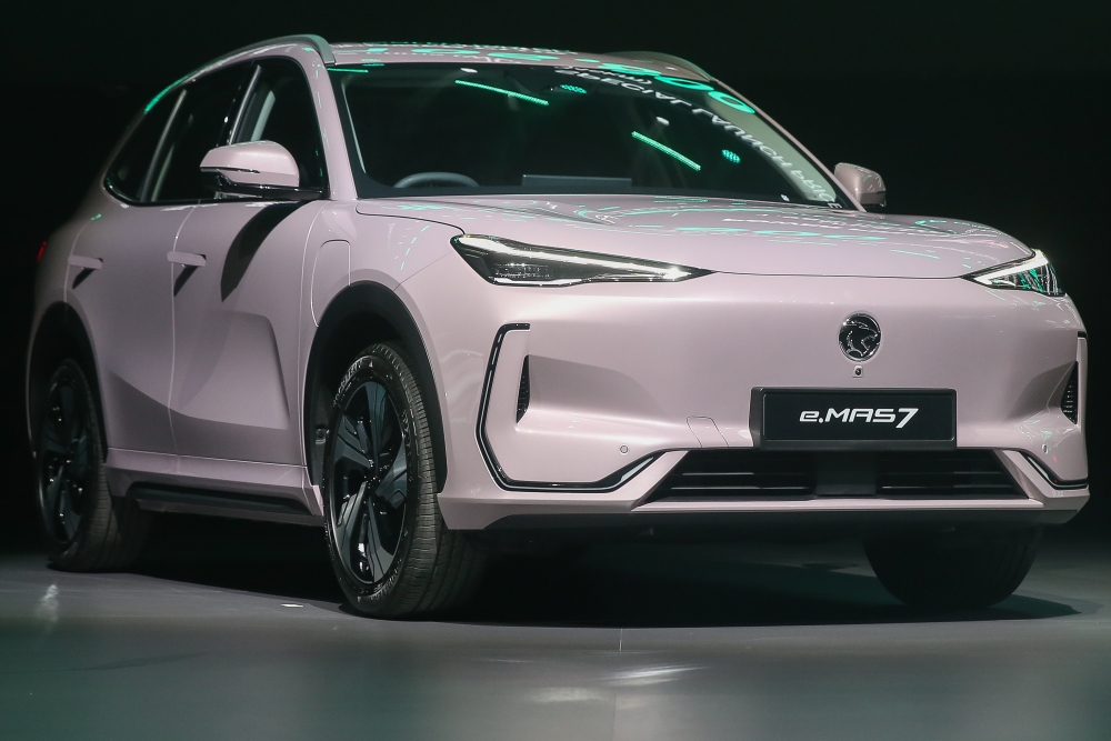 The Proton e.MAS 7 car during its launch at Mitec in Kuala Lumpur December 16, 2024. — Picture by Yusof Mat Isa