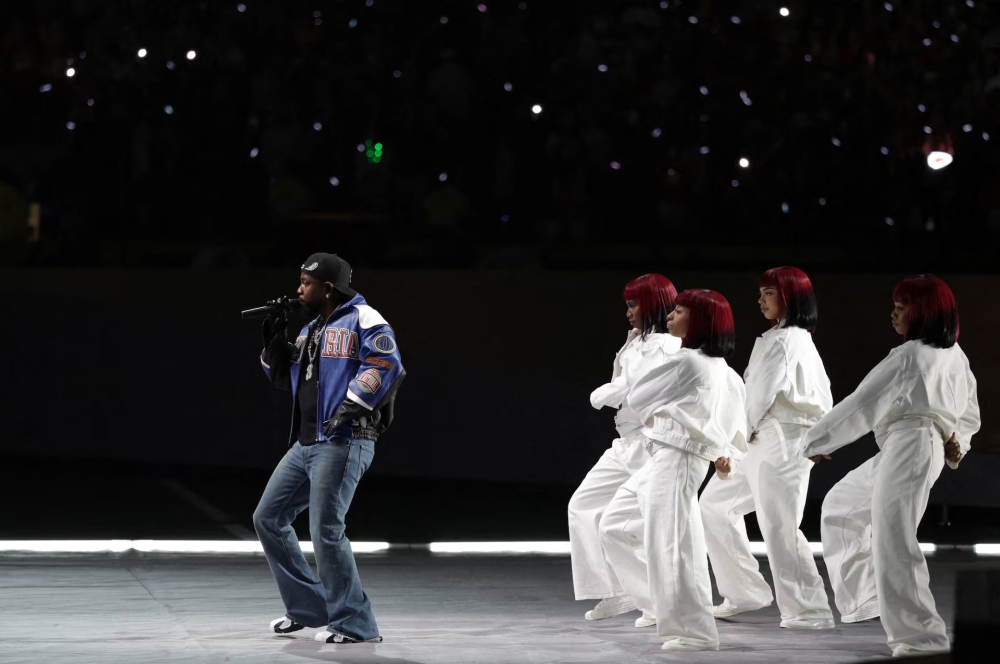 Kendrick Lamar performs during the halftime show at Caesars Superdome, New Orleans February 9, 2025. — Reuters pic