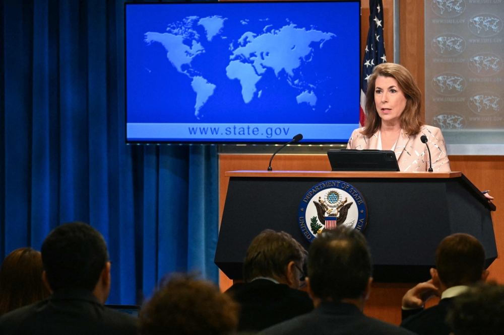 US State Department spokesperson Tammy Bruce speaks during a press briefing at the State Department in Washington, DC, on April 15, 2025. — AFP pic