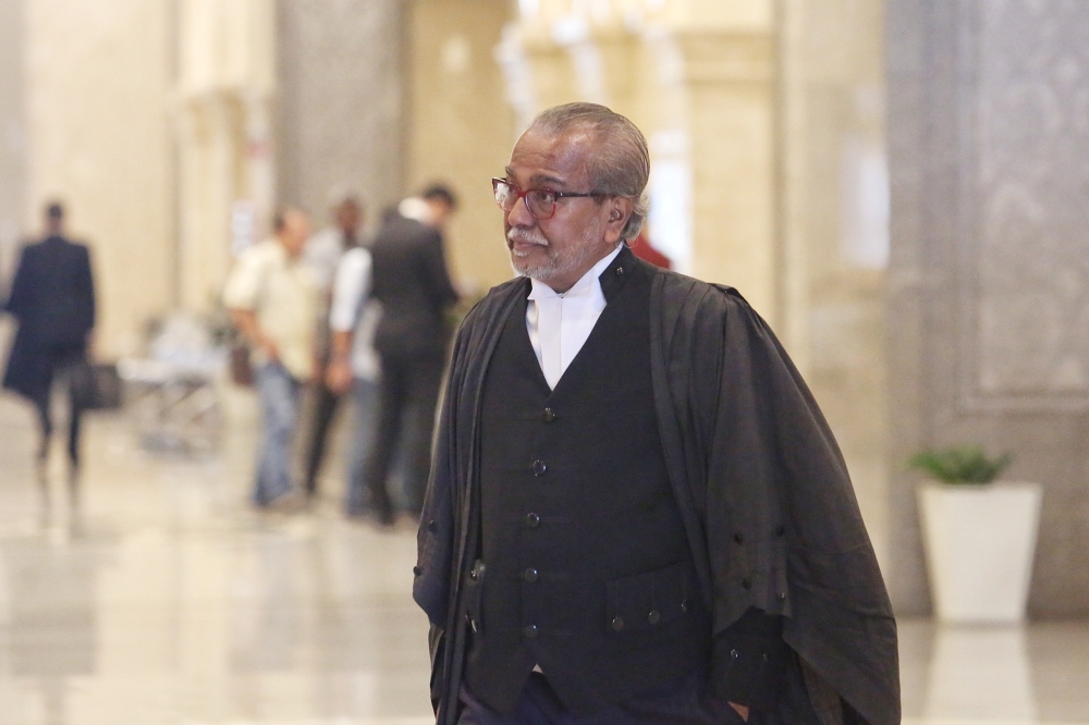 Lawyer Tan Sri Muhammad Shafee Abdullah is seen at the Palace of Justice in Putrajaya, on March 10, 2025. — Picture by Choo Choy May