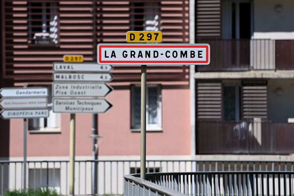 This photograph shows a road sign indicating the entrance of La Grand-Combe, southern France, on April 25, 2025, after a Muslim worshipper was stabbed to death at the local mosque. — AFP pic