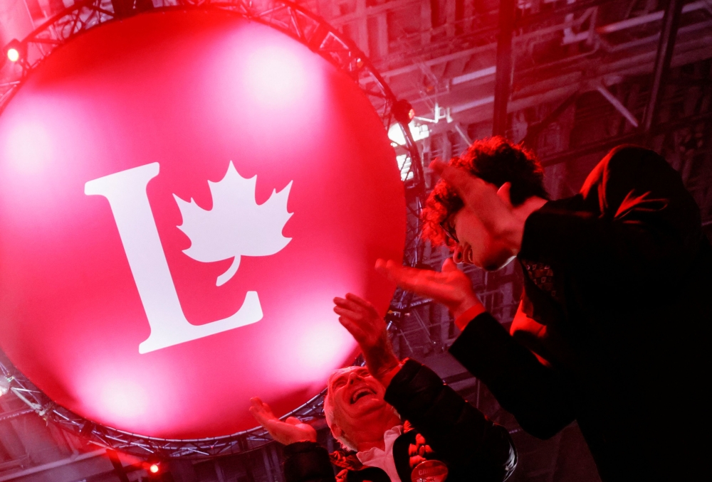 Supporters of Canada’s Prime Minister Mark Carney react to polling numbers at the Liberal Party election night headquarters in Ottawa, Ontario, Canada April 28, 2025. — Reuters pic 