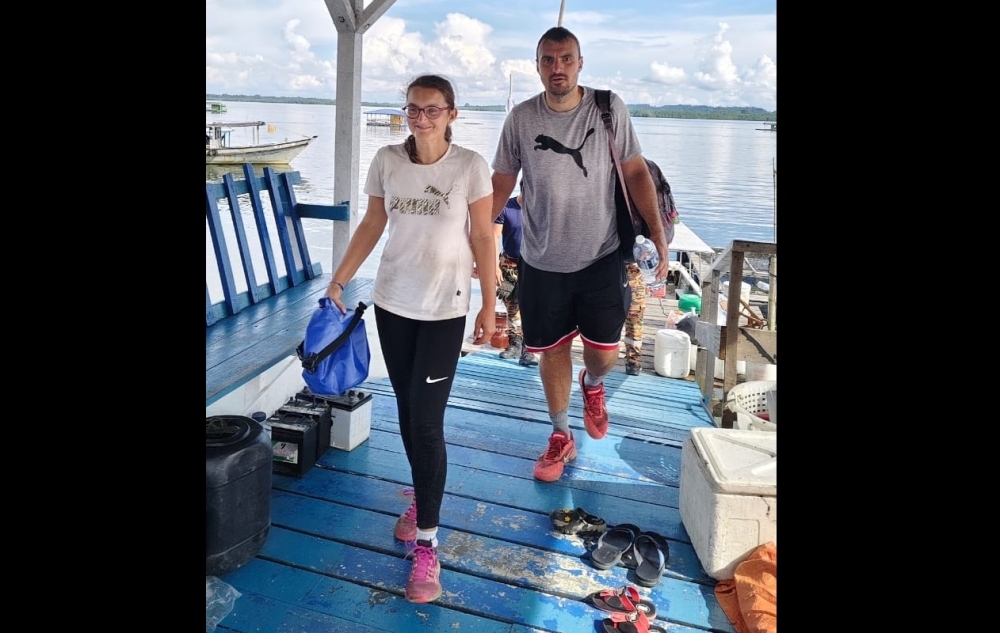 Girodet Charlene and her husband, Santarelli Antoine Pierre, seen smiling after their safe return. — The Borneo Post