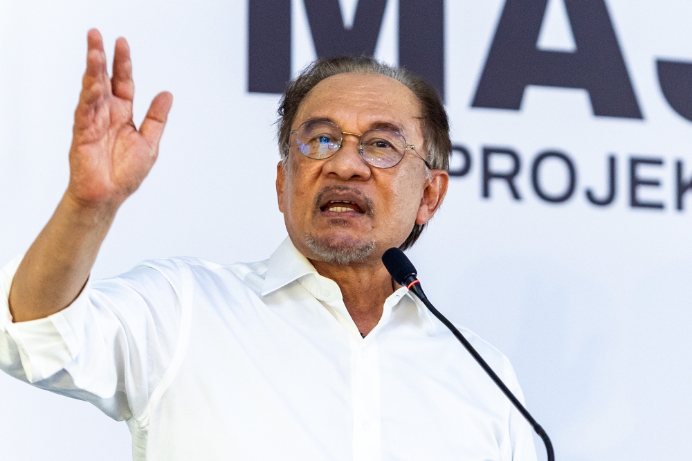 Prime Minister Datuk Seri Anwar Ibrahim speaks at the groundbreaking ceremony for the Rumah Belia Madani and Affordable Housing Development Project in Mukim Batu, Kuala Lumpur April 29, 2025. —  Picture by Firdaus Latif