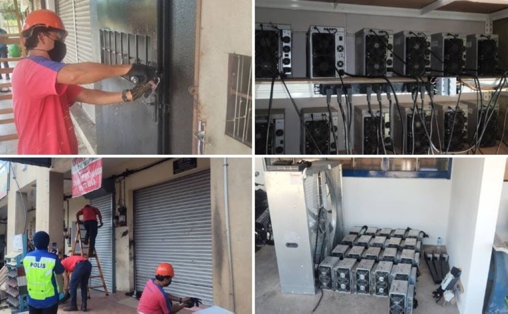 Police have dismantled a syndicate involved in electricity theft for illegal bitcoin mining during Op Letrik in the Hulu Terengganu and Marang districts yesterday. — Bernama pic