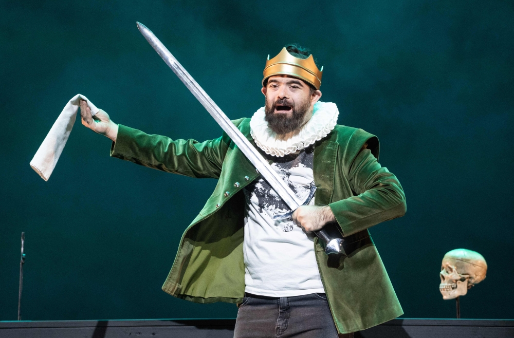 Octavio Bernaza, a member of the Peruvian company Teatro La Plaza perform during a dress-rehearsal of their production 'Hamlet' at The Barbican Theatre in London, UK on April 24, 2025, ahead of their London premiere. — Reuters pic  