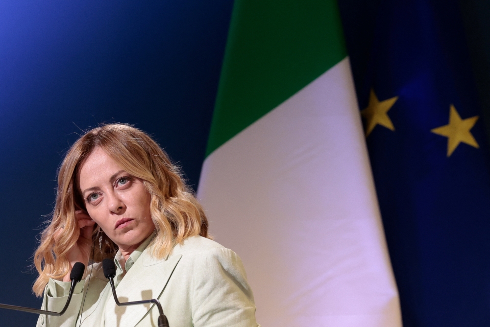 Italian Prime Minister Giorgia Meloni is a self-described ‘Christian mother’, who won the election in 2022 championing traditional family values. — Reuters pic