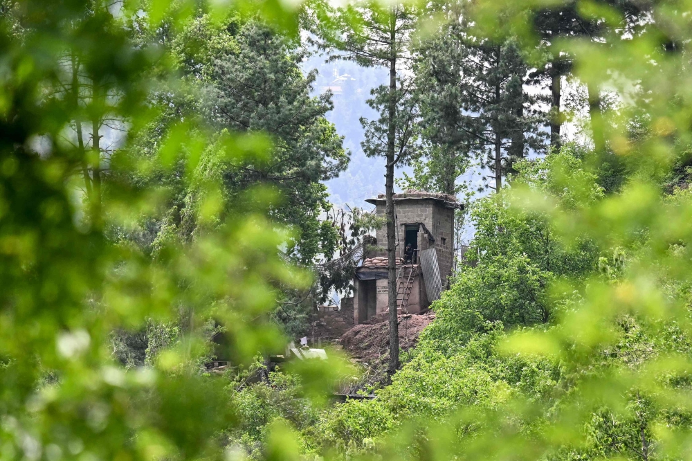 An Indian army observation post is seen along the Line of Control (LoC) in Indian-administered Kashmir May 2, 2025. — AFP pic