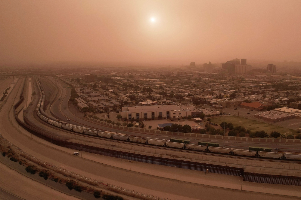 A drone view of the border between Mexico and the United States as U.S. President Donald Trump completes his first 100 days in office, seen from Ciudad Juarez, Mexico April 28, 2025. — Reuters pic 