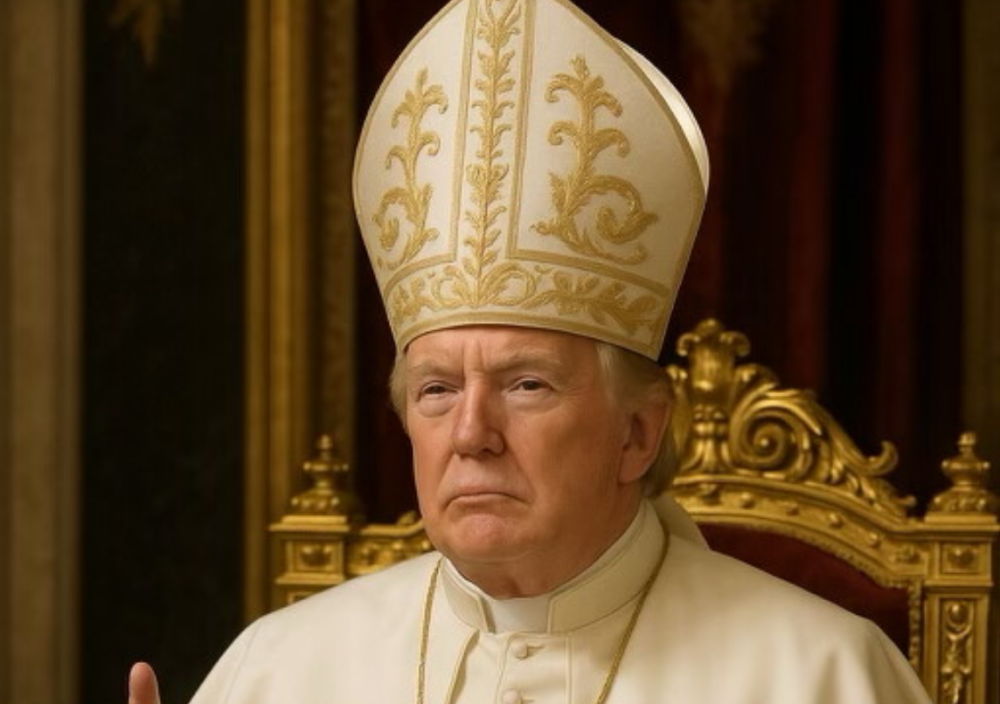 An AI-generated image of Donald Trump as the pope, which the US president posted on social media.