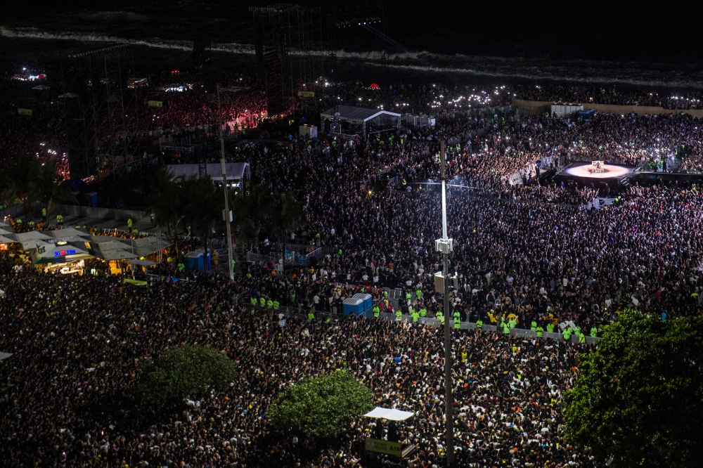 Aerial view of US pop star Lady Gaga's concert at Copacabana beach in Rio de Janeiro, Brazil on May 3, 2025. — AFP pic