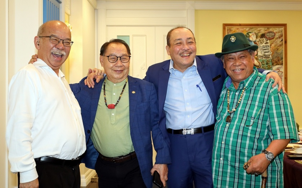 From left: Yong, Jeffrey, Hajiji and Pandikar after the cordial meeting. — The Borneo Post pic