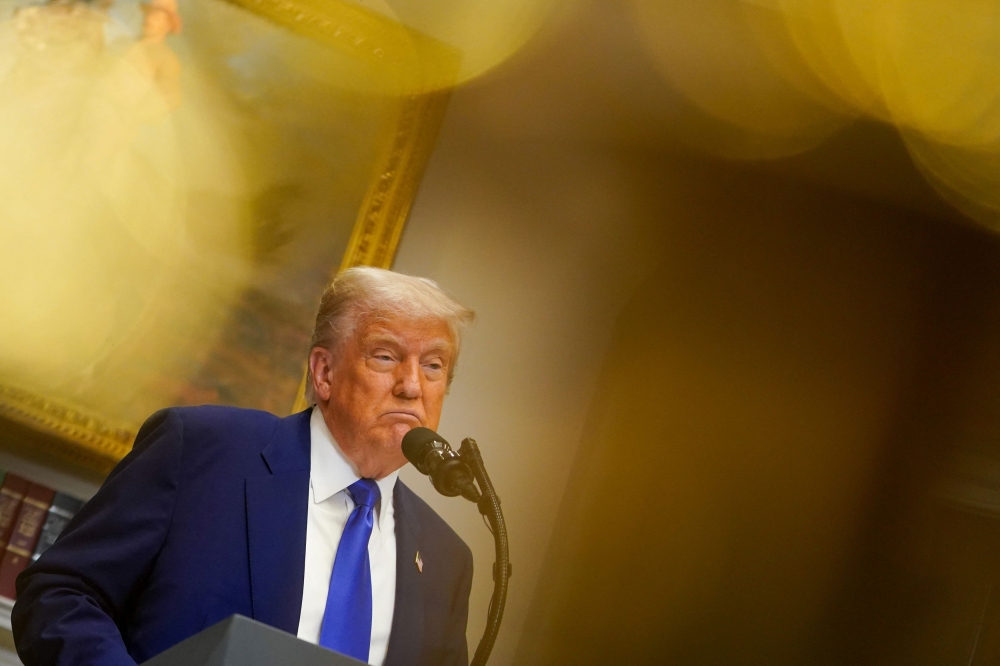 US President Donald Trump attends a press conference in the Roosevelt Room at the White House in Washington, DC, US, May 12, 2025. — Reuters pic