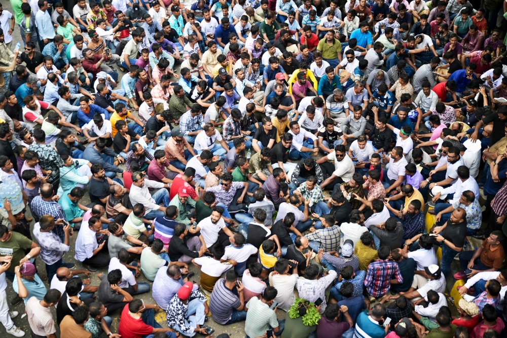 Bangladesh Nationalist Party (BNP) supporters gather demanding BNP's Ishraque Hossain as the capital's mayor, near the chief adviser's residence in Dhaka, May 21 2025. — AFP pic