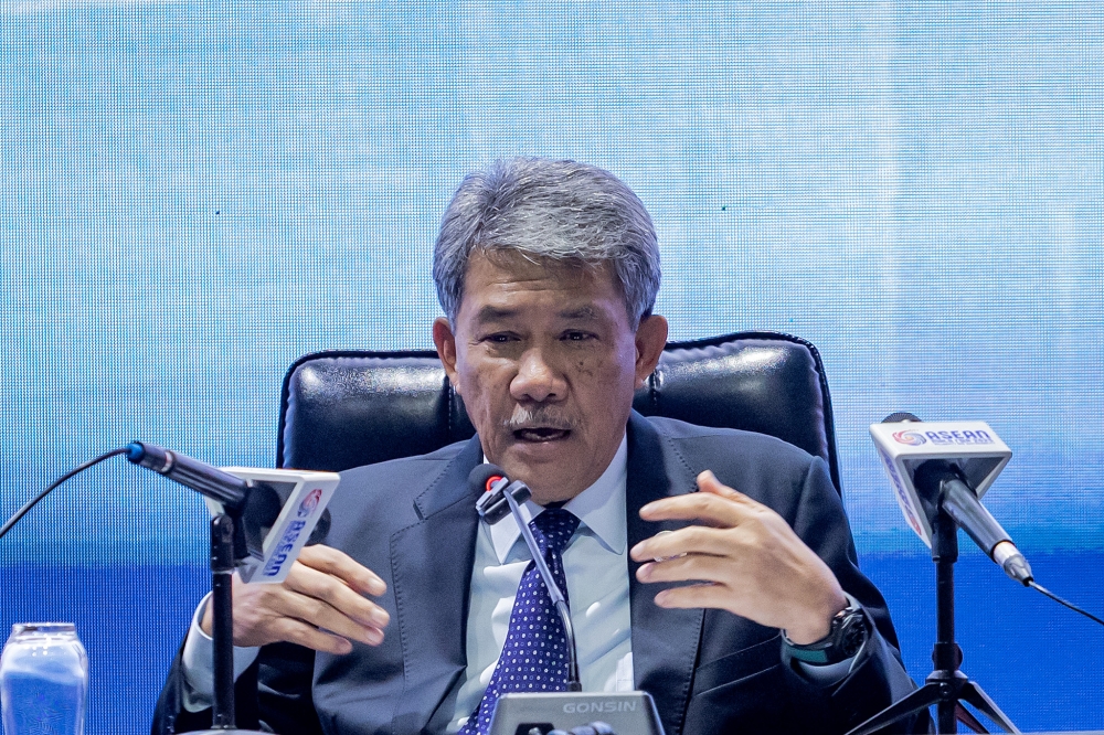 Foreign Minister Datuk Seri Mohamad Hasan speaks during a press conference during the 46th Asean Summit at the Kuala Lumpur Convention Centre May 25, 2025. — Picture by Firdaus Latif