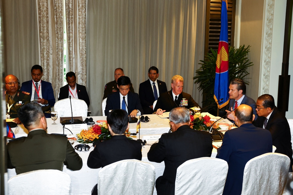 US Defence Secretary Pete Hegseth holds a multilateral meeting with Asean defence leaders on sidelines of the IISS Shangri-La Dialogue security summit, in Singapore May 30, 2025. — Reuters pic