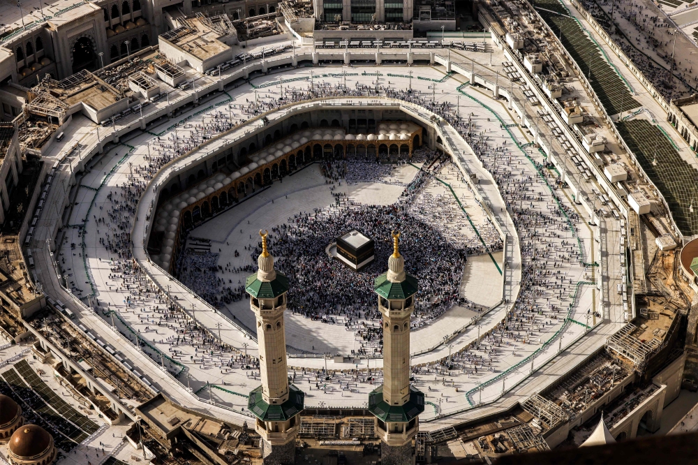 Muslim worshippers gather around the Kaaba, Islam’s holiest shrine, at the Grand Mosque complex in the holy city of Mecca on June 1, 2025 ahead of the annual Haj pilgrimage. — AFP pic