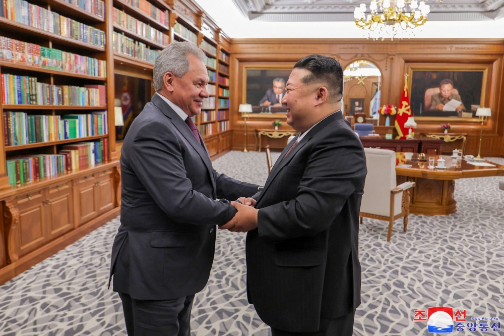 North Korean leader Kim Jong Un shakes hands with Russia’s Secretary of the Security Council Sergei Shoigu in Pyongyang, North Korea, June 4, 2025, in this picture released by the Korean Central News Agency. — KCNA handout pic via Reuters 