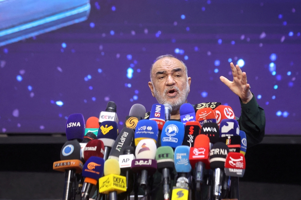 Islamic Revolutionary Guard Corps (IRGC) Commander-in-Chief Major General, Hossein Salami speaks during a ceremony in Tehran, Iran, August 5, 2024. On Monday, Salami said the intelligence would make ‘the impact of Iranian missiles more precise’ in case of a confrontation. — Reuters pic