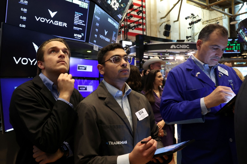 The broad-based S&P 500, which rose the last three days, finished down 0.3 per cent at 6,022.24. — Reuters pic