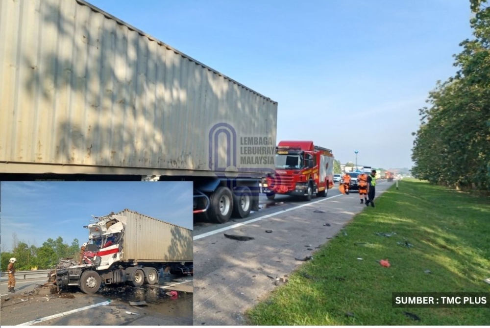 The accident, which involved an eight-tonne lorry, a tanker lorry, and a trailer lorry, occurred at KM81.9 southbound of the North-South Expressway near Yong Peng and was reported at 8.33am. — Picture from X/LLM Info Trafik 