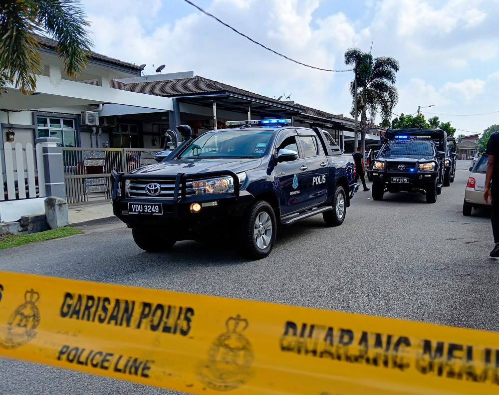 A female teacher and her eldest son were killed while her youngest son was seriously injured from stabbings at their home in Taman Rambai Mutiara, Bukit Rambai in Melaka on June 12, 2025. — Bernama pic
