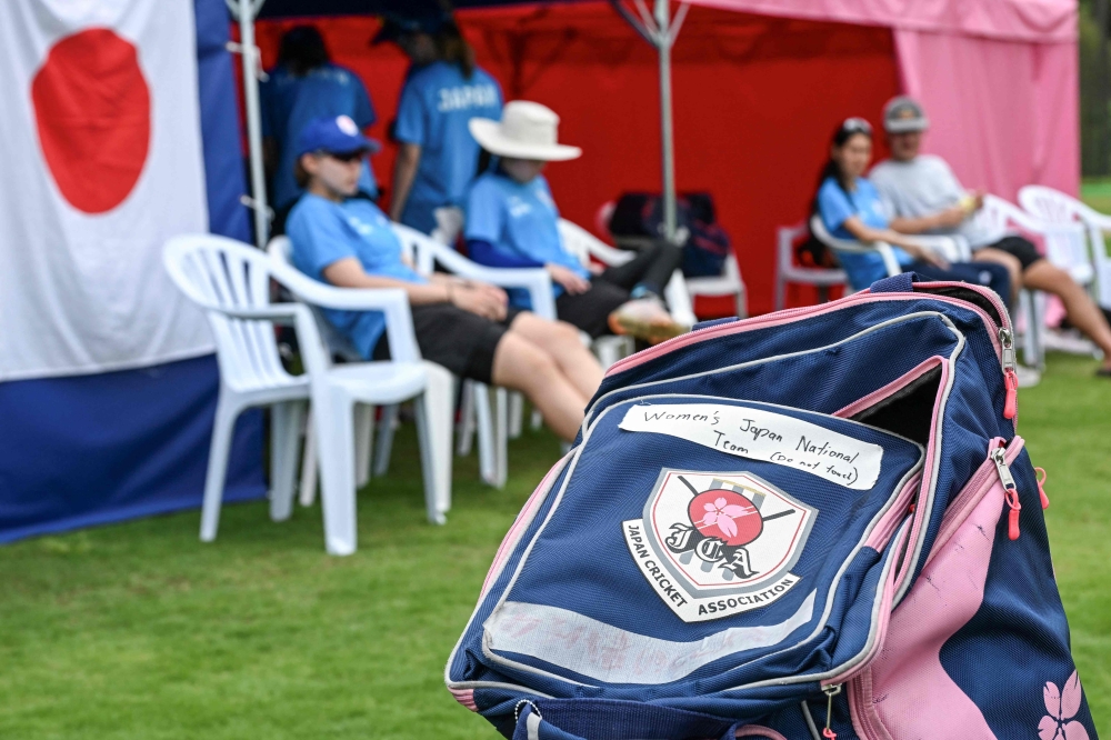 This photo taken on June 4, 2025 shows an equipment bag belonging to the Japan Cricket Association on the sidelines of the women's Sano City International Trophy cricket match between Japan and Hong Kong in Sano, Tochigi prefecture. Japan's cricket association, which operates out of a disused high school 100 kilometres outside of Tokyo, says the sport is slowly gaining popularity and hopes the 2026 Asian Games and the 2028 Los Angeles Olympics can take it to a new level. — AFP pic