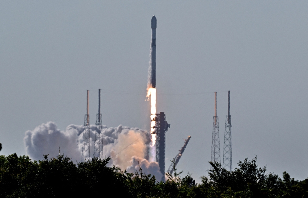 A SpaceX Falcon 9 rocket carrying a payload of Starlink v2-mini satellites lifts off from Space Launch Complex 40 at the U.S. Space Force Station in Cape Canaveral, Florida June 10, 2025. — Reuters pic  