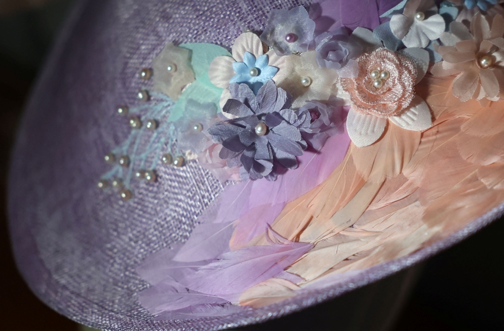 Details on a bespoke hat created by Merve Bayindir ahead of the upcoming Royal Ascot racing event. — Reuters pic