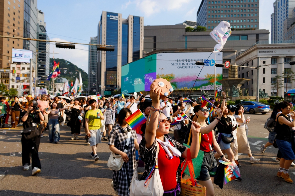The annual Seoul Queer Culture Festival was held in the South Korean capital on Saturday after the country ushered in a new liberal president, though it faced concurrent protests against the LGBT community’s pride celebrations. — Reuters pic