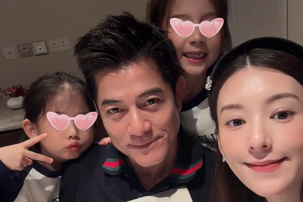 Aaron Kwok (second left) says he is expecting a third child with wife Moka Fang. — Picture from Instagram/Moka Fang