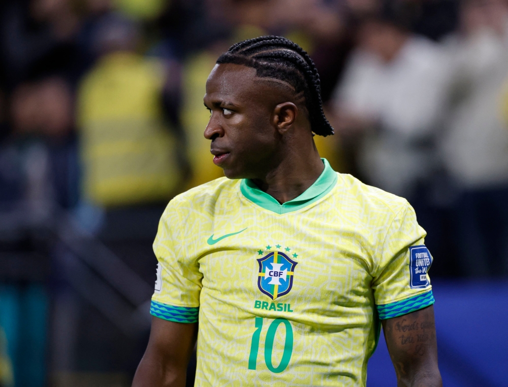 Vinicius Jr in action during the South American World Cup qualifier between Brazil and Paraguay at Neo Quimica Arena, Sao Paulo, June 10, 2025. — Reuters pic