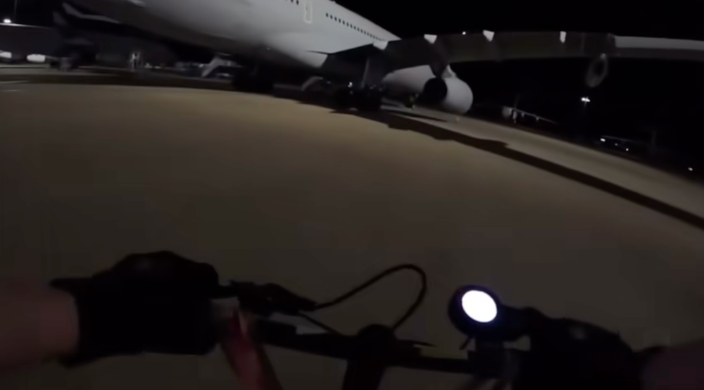 Screengrab from video purporting to show two Palestine Action activists entering the Brize Norton base in Oxfordshire.