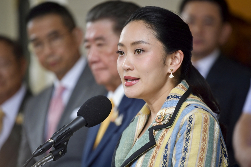 Thailand's Prime Minister Paetongtarn Shinawatra speaks during a press conference about policies to curb scam centers in Cambodia after a meeting at the Government House in Bangkok June 23, 2025. — Government House of Thailand handout pic via Reuters 