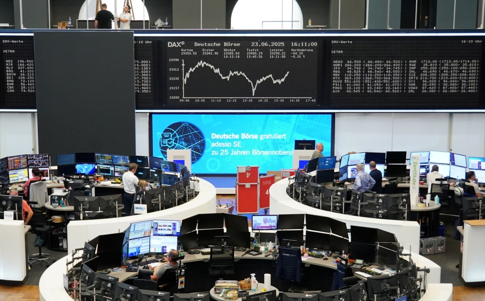 The German DAX share price index graph is displayed at the stock exchange in Frankfurt, Germany, June 23, 2025. — Reuters pic 