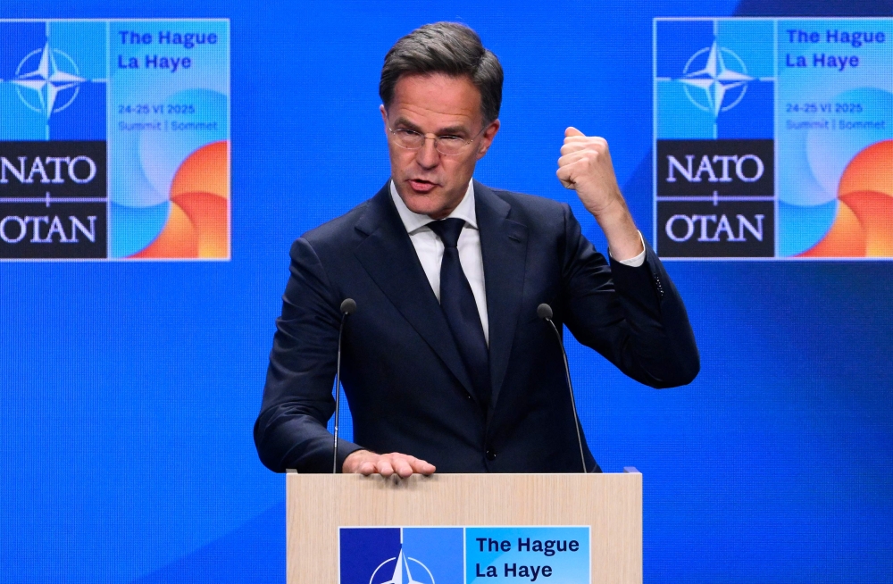 Nato Secretary General Mark Rutte addresses a press conference in The Hague, on June 23, 2025.  — AFP pic