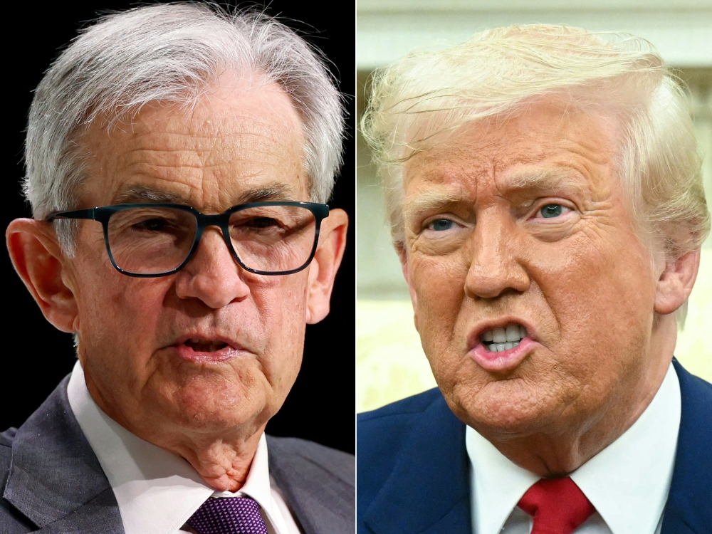 US President Donald Trump (right) has toyed with the idea of selecting and announcing Federal Reserve Chair Jerome Powell’s (left) replacement by September or October, the Wall Street Journal reported today. — AFP pic